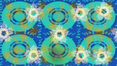 Renkli unsurlarla hareketli arka plan görüntüleri. Çiçekler. Eski model. Bayrak tarzı. Video kaydı. Şablon. Döngü. Kusursuz..