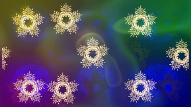 Renkli kar tanesi Raster çizimi. Simgeler, etiketler. Kar tanesi ikonu, izole edilmiş. Renkli arka planda kar taneleri. Düz dizayn. Raster illüstrasyonu.