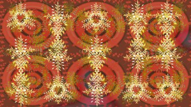 Güzel tasarım. Noel için tatil tasarımı, yeni yıl moda baskıları. Kahverengi, turuncu ve pembe kar taneleri. Raster illüstrasyonu. Kar tanelerinin soyut arkaplanlı Noel arkaplanı.