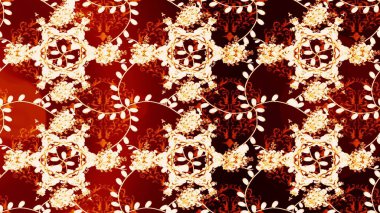 Çiçekli el, pürüzsüz desen çizmiş. Modern gelişim kırmızı, bej ve nötr raster arka plan duvar kâğıdı illüstrasyonlu klasik çizgi çizgisi, desenli desenli çiçekler, çiçekli süsler..