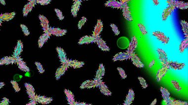 Siyah, yeşil ve mavi siluet kar tanesi işareti. Kar Tanesi Mozaik ikonu. Grafiksel element dekorasyonu. Raster illüstrasyonu. Düz dizayn. Sembol kışı, donmuş, Noel, yeni yıl tatili.