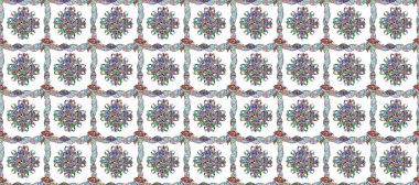 Düz Çiçek Elementleri Tasarımı. Çiçekli kusursuz retro desen. Beyaz, mavi ve nötr renklerde çiçekler. Renkli Yaz Temalı Kusursuz Arkaplan.