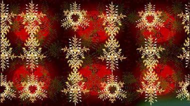 Güzel tasarım. Raster illüstrasyonu. Noel için tatil tasarımı, yeni yıl moda baskıları. Kahverengi, kırmızı ve siyah kar taneleri. Kar tanelerinin soyut arkaplanlı Noel arkaplanı.