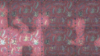 Tropik çiçek desenleri. Raster illüstrasyonu. Pembe, mor ve nötr renkte çiçekler.