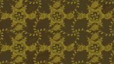 Varicolobrown, nötr ve yeşil raster pürüzsüz çizim. Bir sürü kahverengi, nötr ve yeşil soyut çiçekli tropikal desenler. Küçük çiçekte sevimli çiçek deseni var..