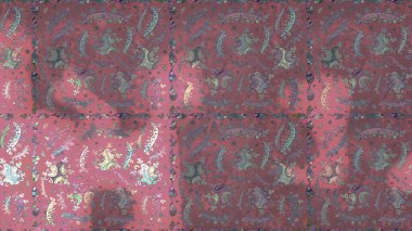 Tropik çiçek desenleri. Raster illüstrasyonu. Pembe, mor ve nötr renkte çiçekler.