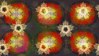 Kışın sembolü. Raster illüstrasyon kar taneleri. Güzel dekorasyon. Kahverengi, gri ve kırmızı renklerde izole suluboya kar taneleri.