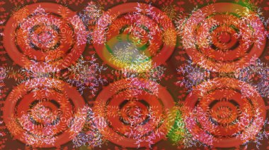 Raster illüstrasyonu. Turuncu, kahverengi ve pembe renkler. Noel ve yeni yıl moda baskıları için tatil tasarımı. Kar tanelerinin soyut arkaplanlı Noel deseni.