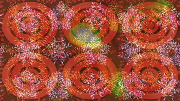 Raster illüstrasyonu. Turuncu, kahverengi ve pembe renkler. Noel ve yeni yıl moda baskıları için tatil tasarımı. Kar tanelerinin soyut arkaplanlı Noel deseni.