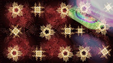 Altın renkli çizim çizimi. Raster geometrik arka plan. Senin tasarımın için, duvar kağıdı. Altın çiçekli kırmızı, kahverengi ve siyah renkler üzerine altın çizim deseni.