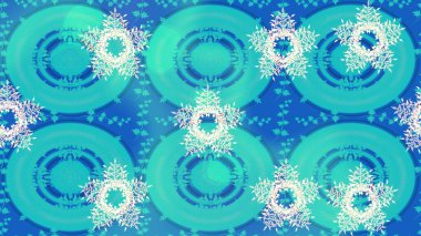 2019 Noel 'i, kar tanesi, yeni yıl. Mavi, nötr ve bej renklerde altın elementli klasik çizim deseni.