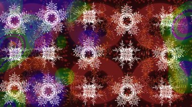 Tarafsız, kırmızı ve kahverengi renklerde altın elementli klasik eskiz deseni. Noel 2019, kar tanesi, yeni yıl.