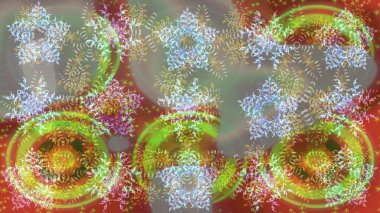 Kışın sembolü. Kar tanesi kışı. Renkli arka planda izole edilmiş suluboya kar taneleri. Raster illüstrasyonu.