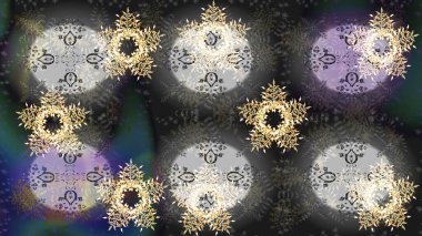 Raster grisi, nötr ve kahverengi kar taneleri var. Güzel bir kış süsü. Kar taneleri koleksiyonu. Raster illüstrasyonu.