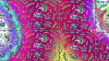 Kabile sanatı boho baskısı, klasik çiçek arkaplanı. Arkaplan dokusu, duvar kağıdı, mor, morumsu ve mavi renkli çiçek teması. Soyut etnik raster çizim kalıbı.