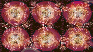 Kar tanelerinin soyut arkaplanlı Noel arkaplanı. Noel için tatil tasarımı, yeni yıl moda baskıları. Kırmızı, kahverengi ve bej kar taneleri. Raster illüstrasyonu. Güzel tasarım..