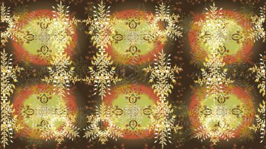 Raster illüstrasyonu. Kahverengi, nötr ve sarı renkler üzerine tasarım. Çiçek Elementleri 'nin soyut geçmişi. Raster kış deseni.