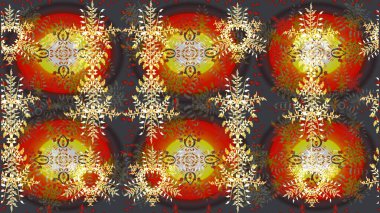 Yeni yıl kar tanesi. Düz kar karalama ikonları, kar taneleri kahverengi, gri ve kırmızı renkli siluetler noel afişi, kartlar. Güzel soyut kar taneleri raster tasarımı..