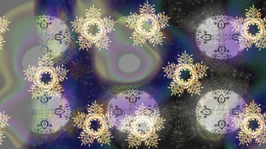 Kar taneleri, radyal gri, nötr ve mor renkler. Renkli arka planda güzel kar taneleri. Raster illüstrasyonu..