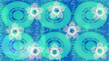 Mavi, nötr ve bej renkli kar taneleri. Renkli arka planda izole tatlı kar taneleri. Raster illüstrasyonu.