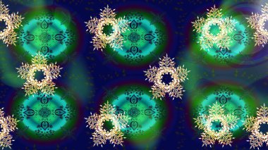 Basit bir kar tanesi. Mavi, yeşil ve gri renkler üzerine illüstrasyon. Soyut duvar kâğıdı, ambalaj dekorasyonu. Kışın sembolü, mutlu noeller, mutlu yeni yıl kutlaması Raster illüstrasyonu..