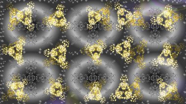 Renkli arka planda izole kar taneleri. Raster illüstrasyonu. Kar taneleri radyal gri, sarı ve kahverengi renkler.