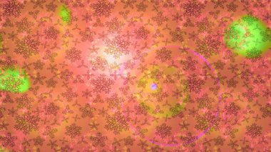 Yapraklı çiçekler ve turuncu, pembe ve kahverengi renkli papatya çiçekleri. Eskiz arkaplan modeli. Raster - stok.