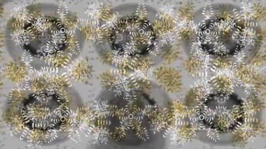 Renkli unsurlarla hareketli arka plan görüntüleri. Çiçekler. Eski model. Bayrak tarzı. Altın, altın. Video kaydı. Şablon.