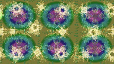 Yüzey için tekrarlanan doku, ambalaj kağıdı, yeşil, mavi ve nötr renkler üzerine kar tanesi. Kış kar taneleri, raster arka plan.