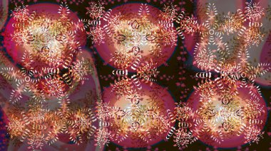 Kış konsepti Düz yatıyordu. Raster illüstrasyonu. Kahverengi, kırmızı ve bej renkte kar tanelerinden oluşan kış deseni.