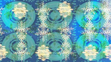 Yeni yıl kar tanesi. Güzel soyut kar taneleri raster tasarımı. Düz kar karalama ikonları, kar taneleri maviler içinde siluet, noel afişi için tarafsız ve yeşil renkler, kartlar.