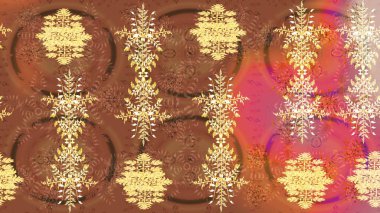 Raster çiçek izi. Çiçeksel kahverengi, pembe ve sarı çizim desenleri. Klasik taslak çizimi. Raster Yumuşak kumaş deseni.