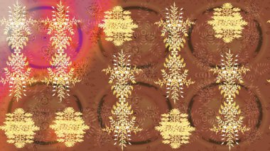 Kar tanesi süsleme deseni. Kar taneleri arka planda. Renkli arka planda izole edilmiş kar tanelerinin düz tasarımı. Kar taneleri deseni. Raster illüstrasyonu.