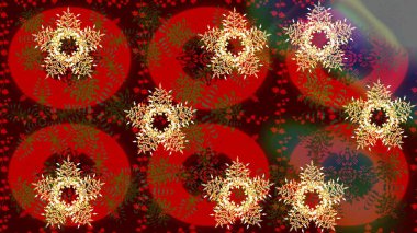 Kar tanesi renkli desen. Snowflakes desen. Raster kar taneleri arka plan. Renk arka plan üzerinde izole soyut kar taneleri ile düz tasarım. Raster illüstrasyon.