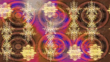 Renkli arka planda izole tatlı kar taneleri. Kahverengi, mor ve bej renkli kar taneleri. Raster illüstrasyonu. Kar tanesi raster deseni.