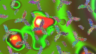 Raster illüstrasyonu. Kar taneleri deseni. Kar tanesi süsleme deseni. Renkli arka planda izole edilmiş kar tanelerinin düz tasarımı. Kar taneleri arkaplanı.
