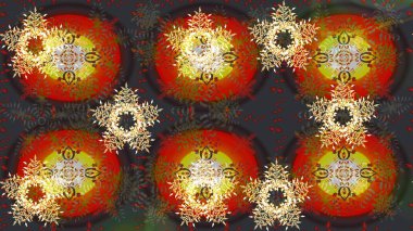 Düz kar karalama ikonları, yılbaşı afişi için kar taneleri silueti, kartlar. Gri, kahverengi ve kırmızı renklerde şirin soyut kar taneleri raster tasarımı. Yeni yıl kar tanesi.