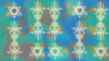 Raster illüstrasyonu. Mavi, nötr ve bej renkler. Noel ve yeni yıl moda baskıları için tatil tasarımı. Kar tanelerinin soyut arkaplanlı Noel deseni.