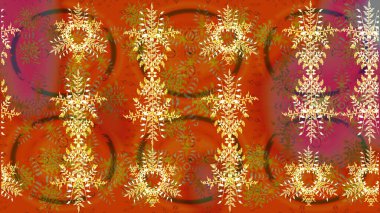 Kar tanesi renkli desen. Snowflakes desen. Raster kar taneleri arka plan. Renk arka plan üzerinde izole soyut kar taneleri ile düz tasarım. Raster illüstrasyon.