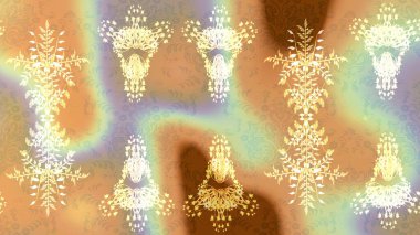 Suluboya çiçekli çiçek deseni. Raster illüstrasyonu. Bej, nötr ve turuncu renkli güzel tekstil..