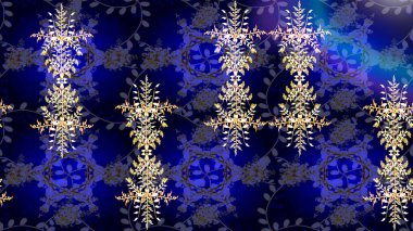 Mavi, siyah ve menekşe renkleri üzerine şirin soyut kar tanesi raster tasarımı. Yeni yıl kar tanesi. Düz kar karalama ikonları, kar taneleri silueti Noel afişi için, kartlar.