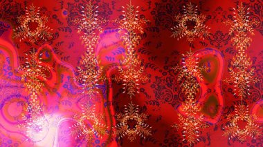 Güzel soyut kar tanesi raster tasarımı. Düz kar karalama ikonları, kar taneleri kırmızı, pembe ve kahverengi renkli siluetler noel afişi, kartlar. Yeni yıl kar tanesi.