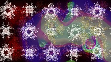 Tarafsız, siyah ve gri kar taneleri. Kar tanelerinin soyut arkaplanı olan şirin bir Noel arkaplanı. Noel ve yeni yıl moda baskıları için tatil tasarımı. Raster illüstrasyonu. Renkler.