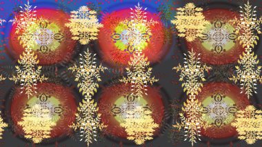 Basit bir kar tanesi. Kahverengi, gri ve sarı renklerde şirin kar taneleri. Kışın sembolü, mutlu noeller, mutlu yeni yıl kutlaması Raster illüstrasyonu. Soyut duvar kağıdı, ambalaj dekorasyonu.