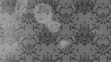 Raster illüstrasyonundaki çiçek desenli çizim. Gri ve kahverengi renkte çiçekler.