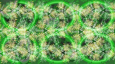 Kar taneleri, kar yağışı. Düşen Noel stili kar taneleri. Güzel raster yeşili, nötr ve sarı kar taneleri renkli bir arka planda izole edilmiş. Görüntü.