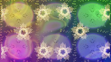 Basit bir kar tanesi. Tarafsız, yeşil ve mor renkler üzerine bir resim. Soyut duvar kâğıdı, ambalaj dekorasyonu. Kışın sembolü, mutlu noeller, mutlu yeni yıl kutlaması Raster illüstrasyonu..