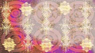 Raster illüstrasyonu. Kar tanelerinin soyut arkaplanlı Noel şablonu. Tarafsız, bej ve pembe kar taneleri. Renkler. Noel ve Yeni Yıl moda baskıları için tatil tasarımı.