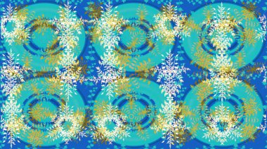 Kar taneleri arka planda. Kış kartı Mutlu Noeller, Yeni Yıl ve Mutlu Tatil Raster çizimleri. Mavi, nötr ve yeşil kar tanelerinin olduğu Noel kartı mavi, nötr ve yeşil renkler.