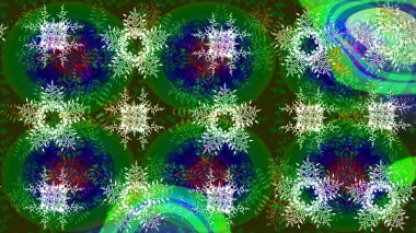 Düz kar karalama ikonları, yılbaşı afişi için kar taneleri silueti, kartlar. Yeni yıl kar tanesi. Yeşil, mavi ve gri renkler üzerine şirin soyut kar tanesi raster tasarımı.